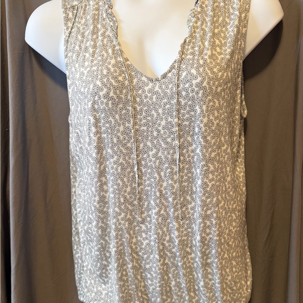 LOFT Outlet Black and White Patterned Top